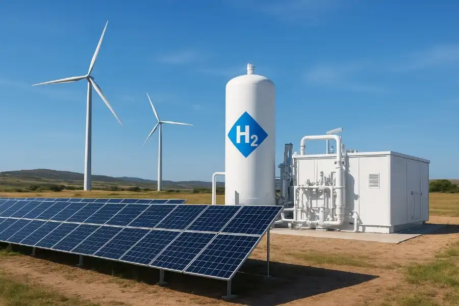 Nhà máy sản xuất hydro xanh tại Canada, sử dụng năng lượng gió và mặt trời cho quá trình điện phân nước - biểu tượng cho xu hướng năng lượng sạch trong kỷ nguyên mới. (Nguồn ảnh: Canadian Energy Centre)